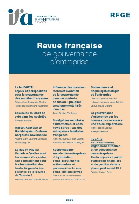 Revue Française de Gouvernance d'Entreprise (RFGE) n°20