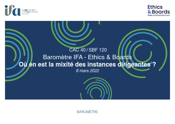 Baromètre IFA - Ethics & Boards de la mixité des instances dirigeantes