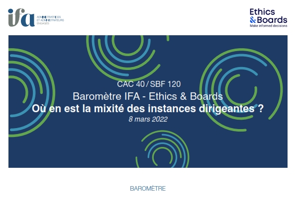 Baromètre IFA - Ethics & Boards de la mixité des instances dirigeantes 2022