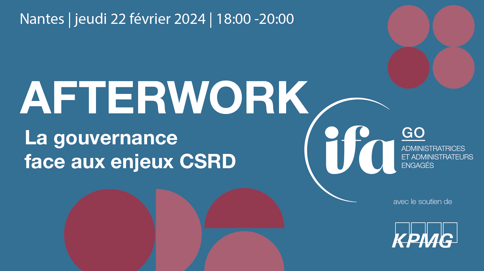 Afterwork IFA GO à Nantes | 22 février | La Gouvernance face aux enjeux CSRD