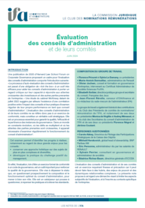Note - Evaluation des conseils d'administration et de leurs comités