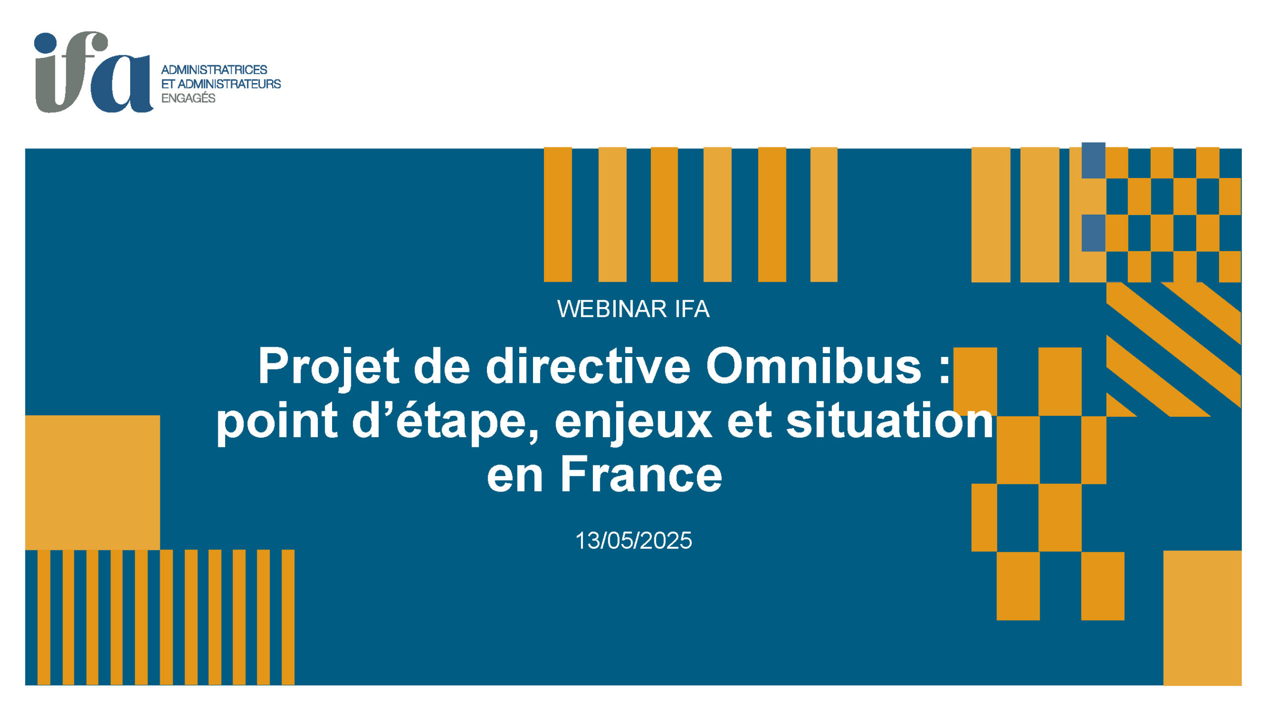 Webinar - Directive Omnibus : point d'étape, enjeux et situation en France