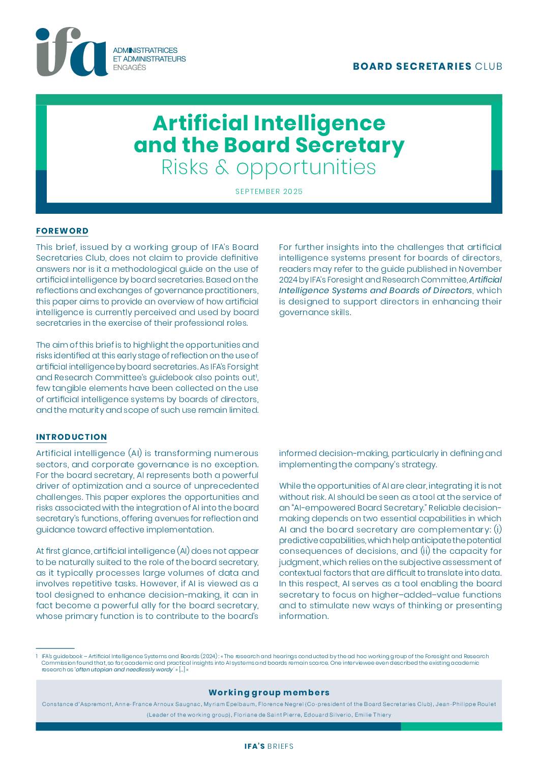 Artificial Intelligence and the Board Secretary : Risks & opportunities