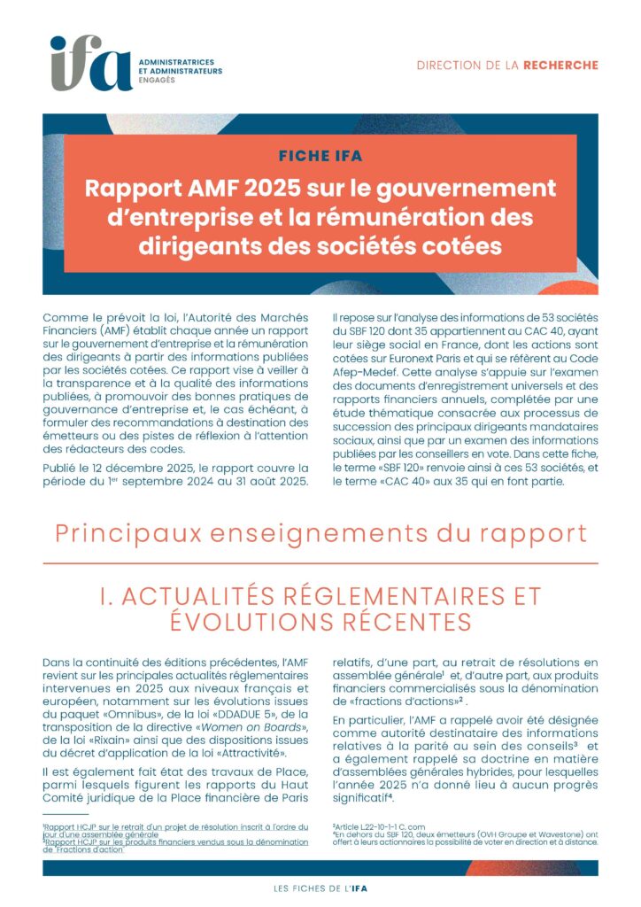 Fiche IFA - Rapport annuel 2025 AMF