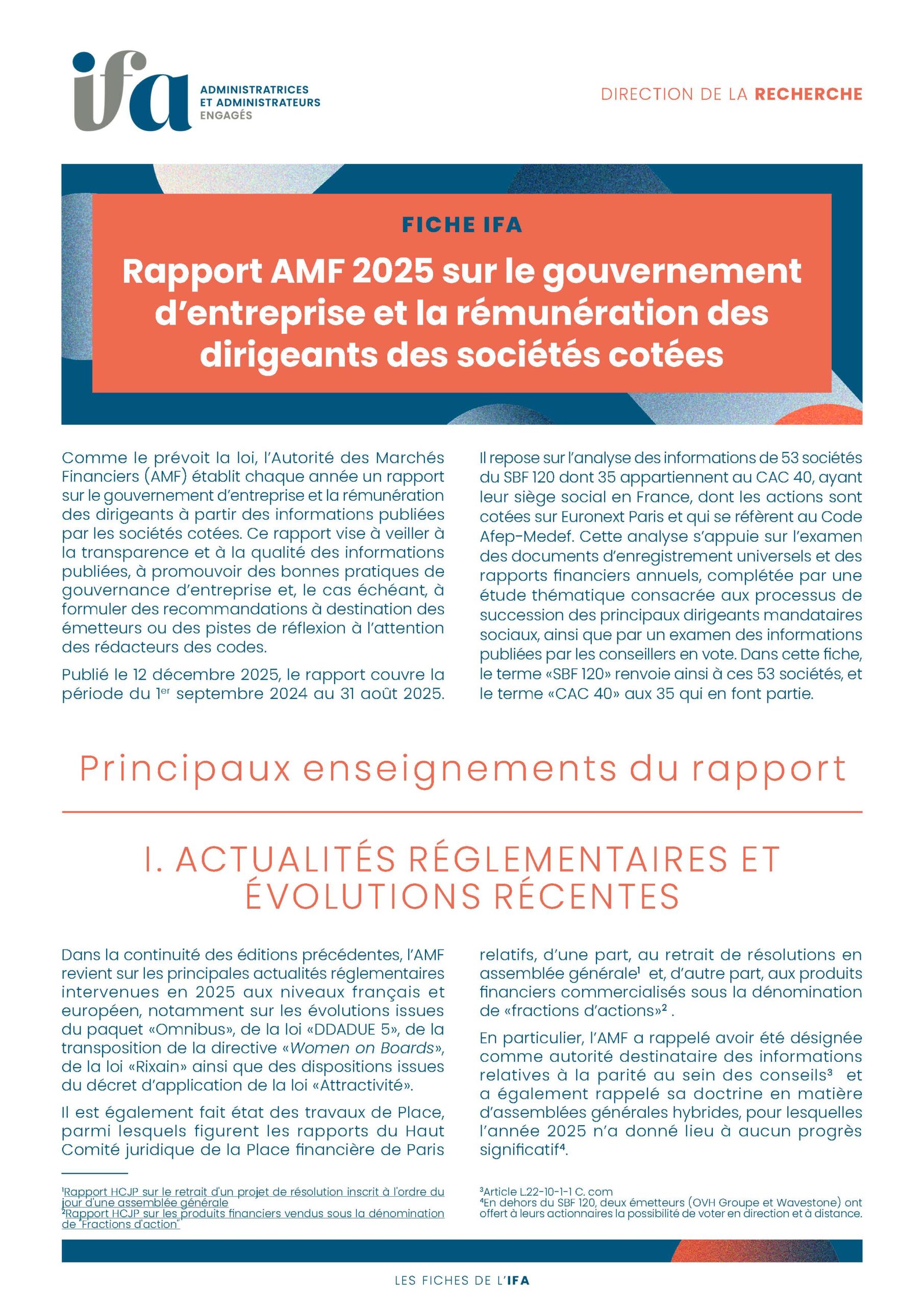 Fiche IFA - Rapport annuel 2025 AMF